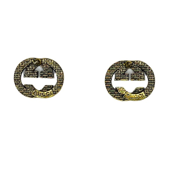 ❤️ SOLD ❤️ Fashion Jewelry Double-G Diamond 18K Gold Plated Stud Earrings - Picture 4 of 4
